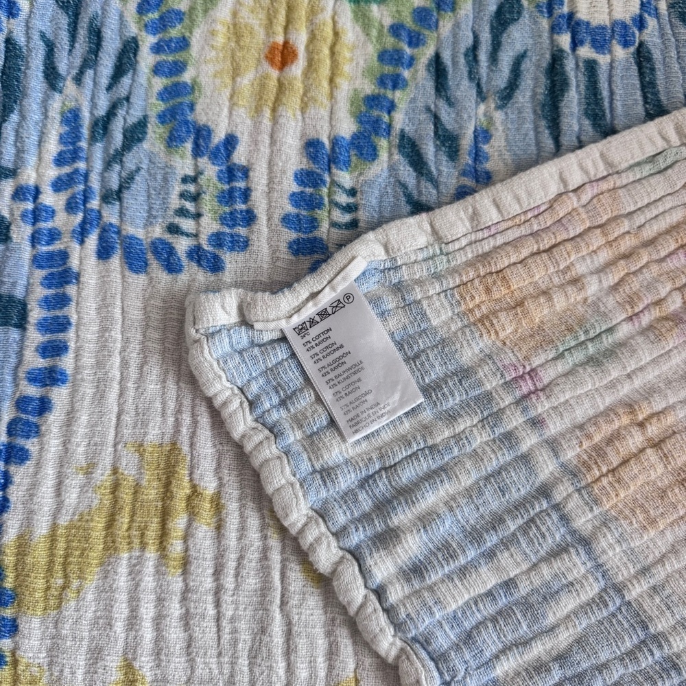 Ellen Merchant for Anthropologie Gauze Throw Blanket in Blue - Picture 3 of 6